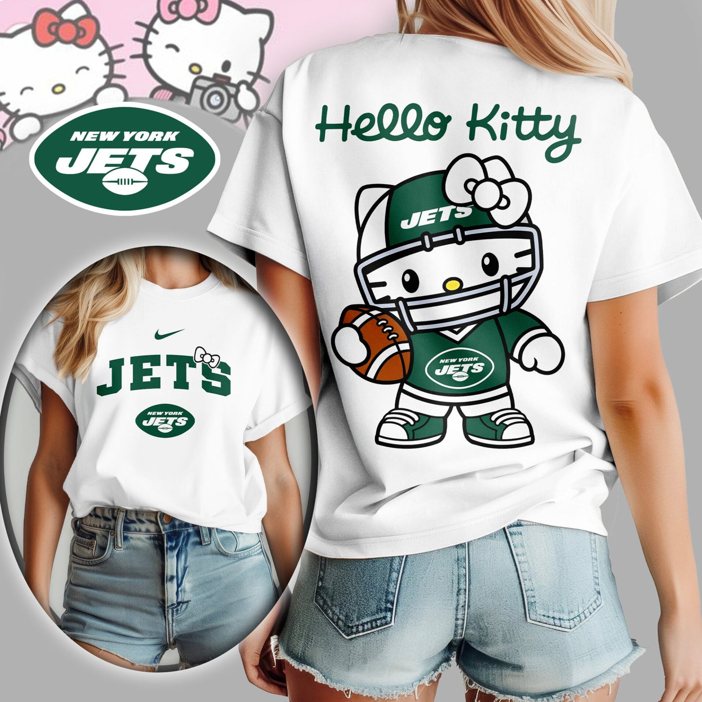 NFL x NYJ Hello Kitty Premium 3D Shirt HLP