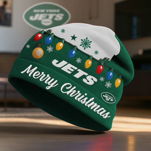 NFL x NYJ Merry Christmas Beanie Hat HLP