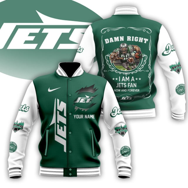 NFL x NYJ Personalized Custom Baseball Jacket V1 NAK