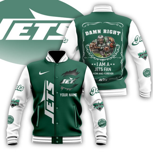 NFL x NYJ Personalized Custom Baseball Jacket V1 NAK