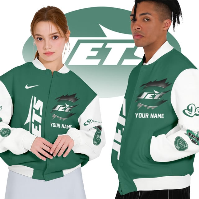 NFL x NYJ Personalized Custom Baseball Jacket V1 NAK