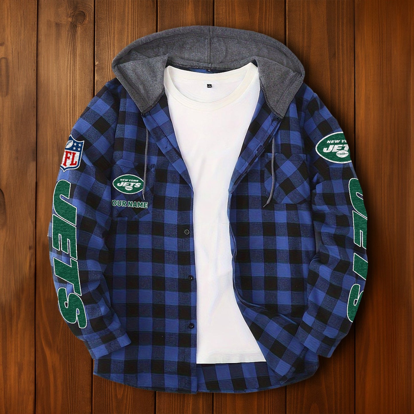 NFL x NYJ Personalized Flannel Hoodie Shirts HLP