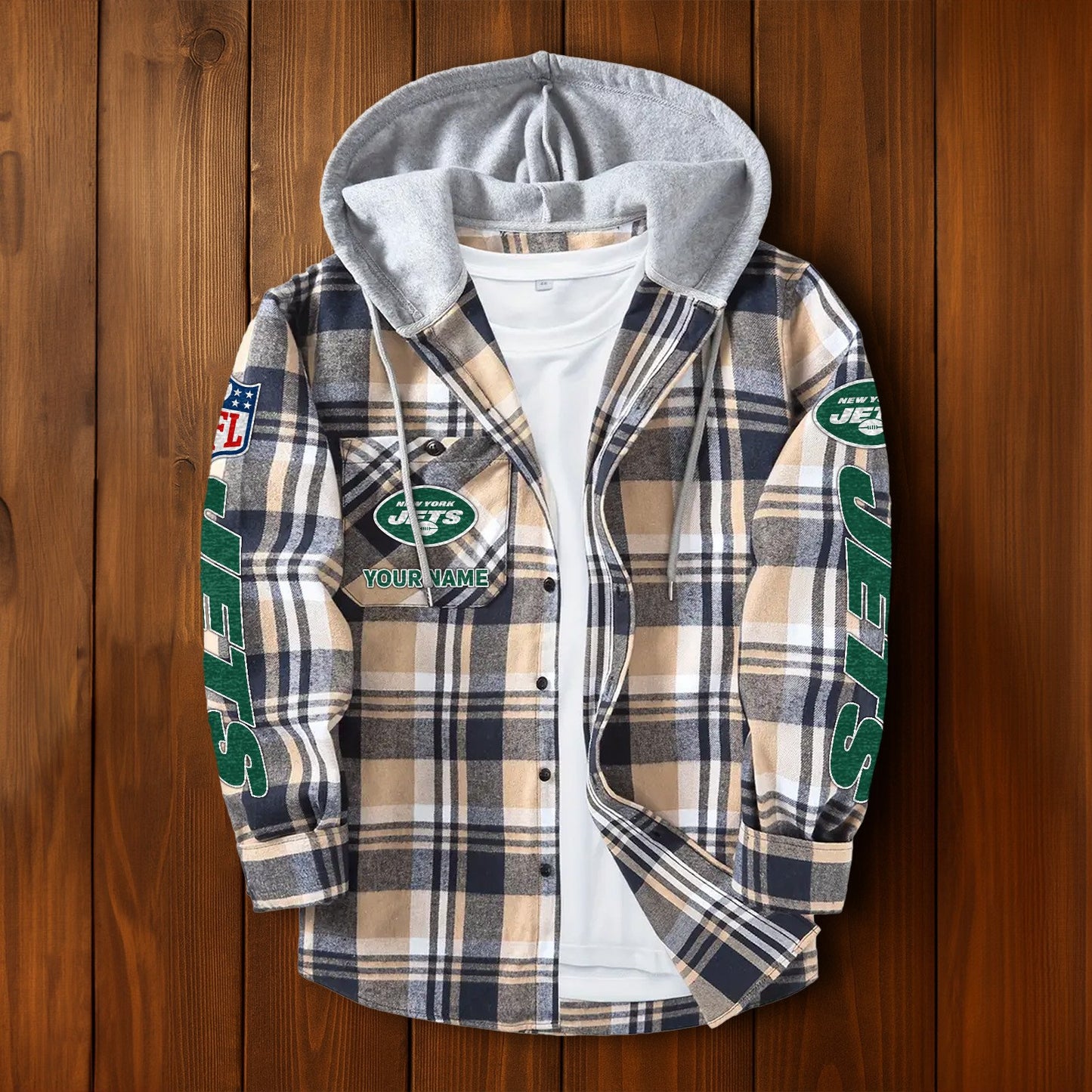 NFL x NYJ Personalized Flannel Hoodie Shirts HLP