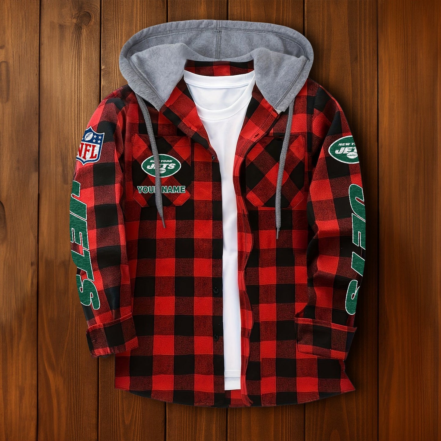NFL x NYJ Personalized Flannel Hoodie Shirts HLP