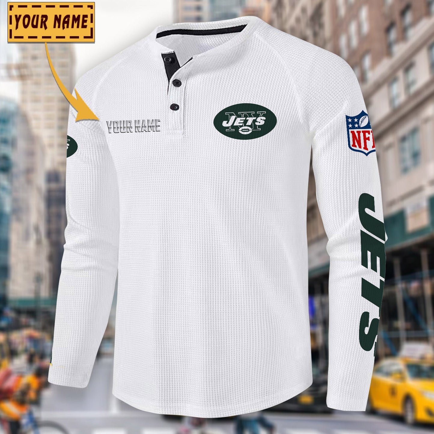 NFL x NYJ Solid color long sleeve bottoming shirt henley shirt V1 NAK NHM