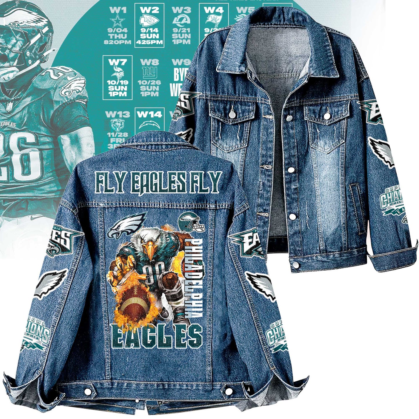 NFL x PHI Fly Eagles Fly Denim Jacket HLP