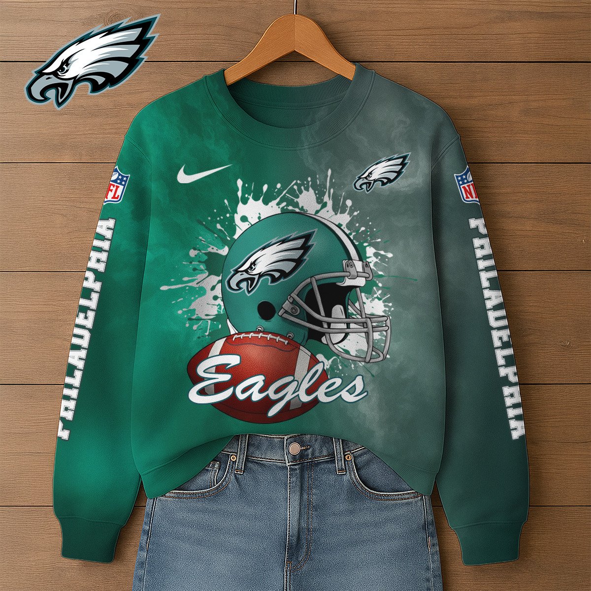 NFL x PHI Premium 3D Printed Long Sleeve Sweatshirt HLP 271025