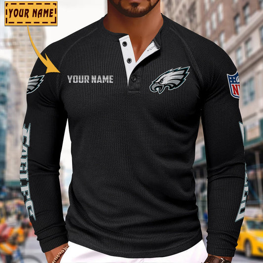 NFL x PHI Solid color long sleeve bottoming shirt henley shirt V1 NAK NHM