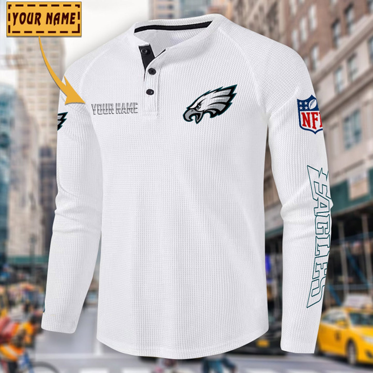 NFL x PHI Solid color long sleeve bottoming shirt henley shirt V1 NAK NHM