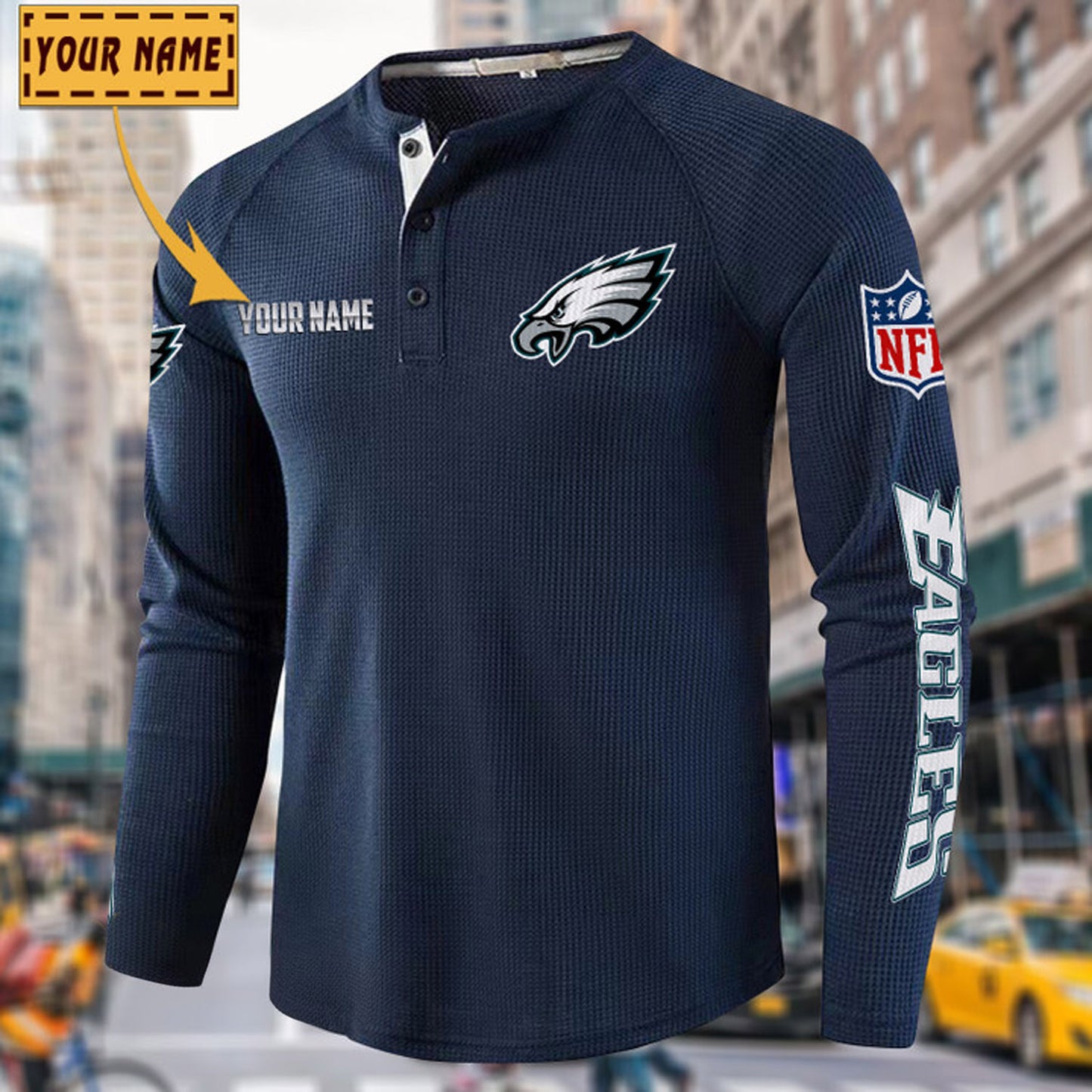 NFL x PHI Solid color long sleeve bottoming shirt henley shirt V1 NAK NHM