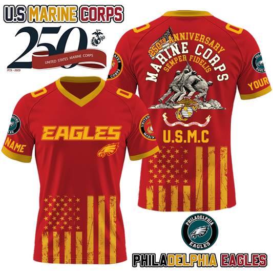 NFL x PHI U.S Marine Corps 250th Anniversary Premium-V-neck Short Sleeve Jersey HLP 271025