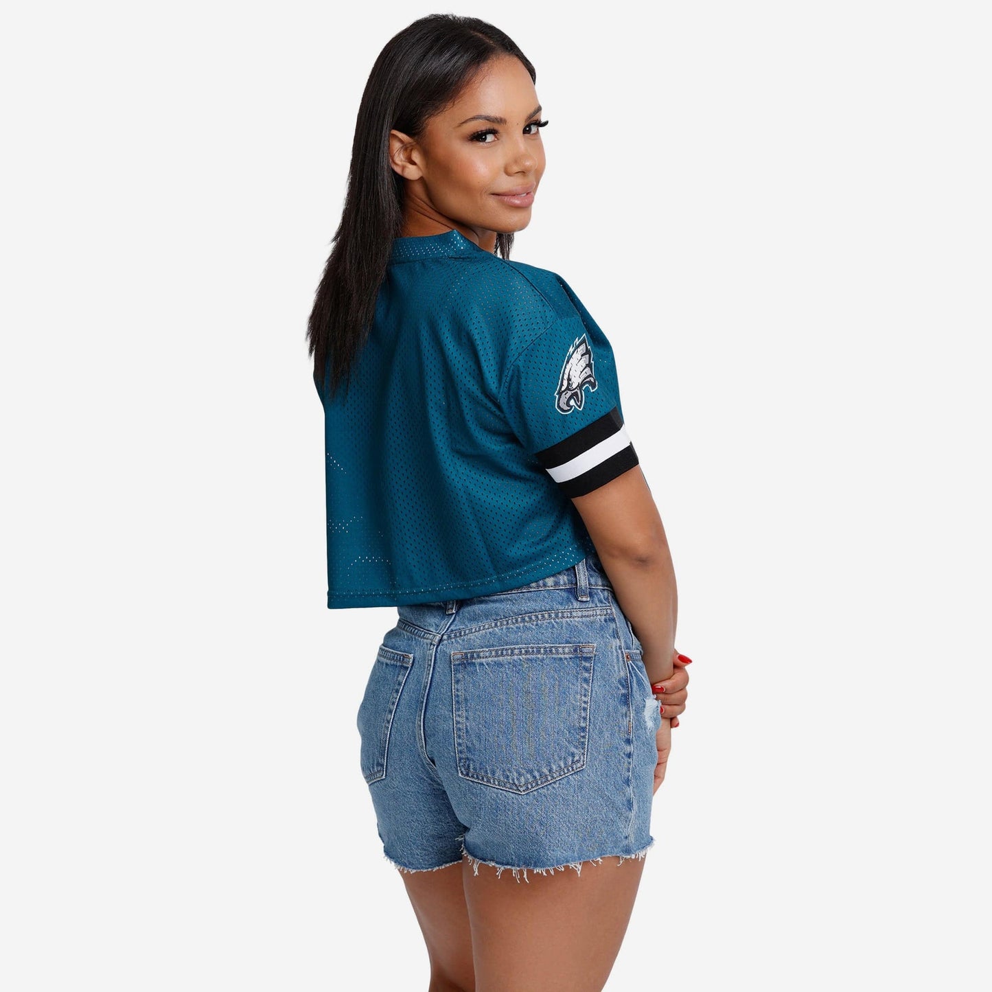 NFL x PHI Womens Gameday Custom Number Mesh Crop Top HLP