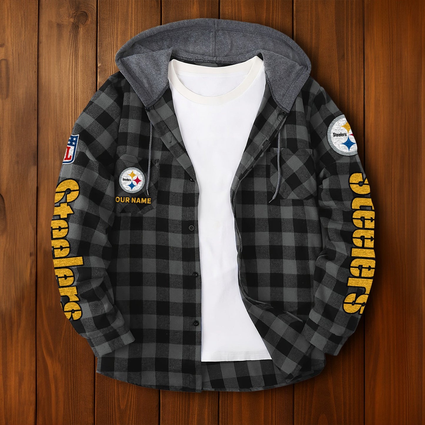 NFL x PIT Personalized Flannel Hoodie Shirts HLP