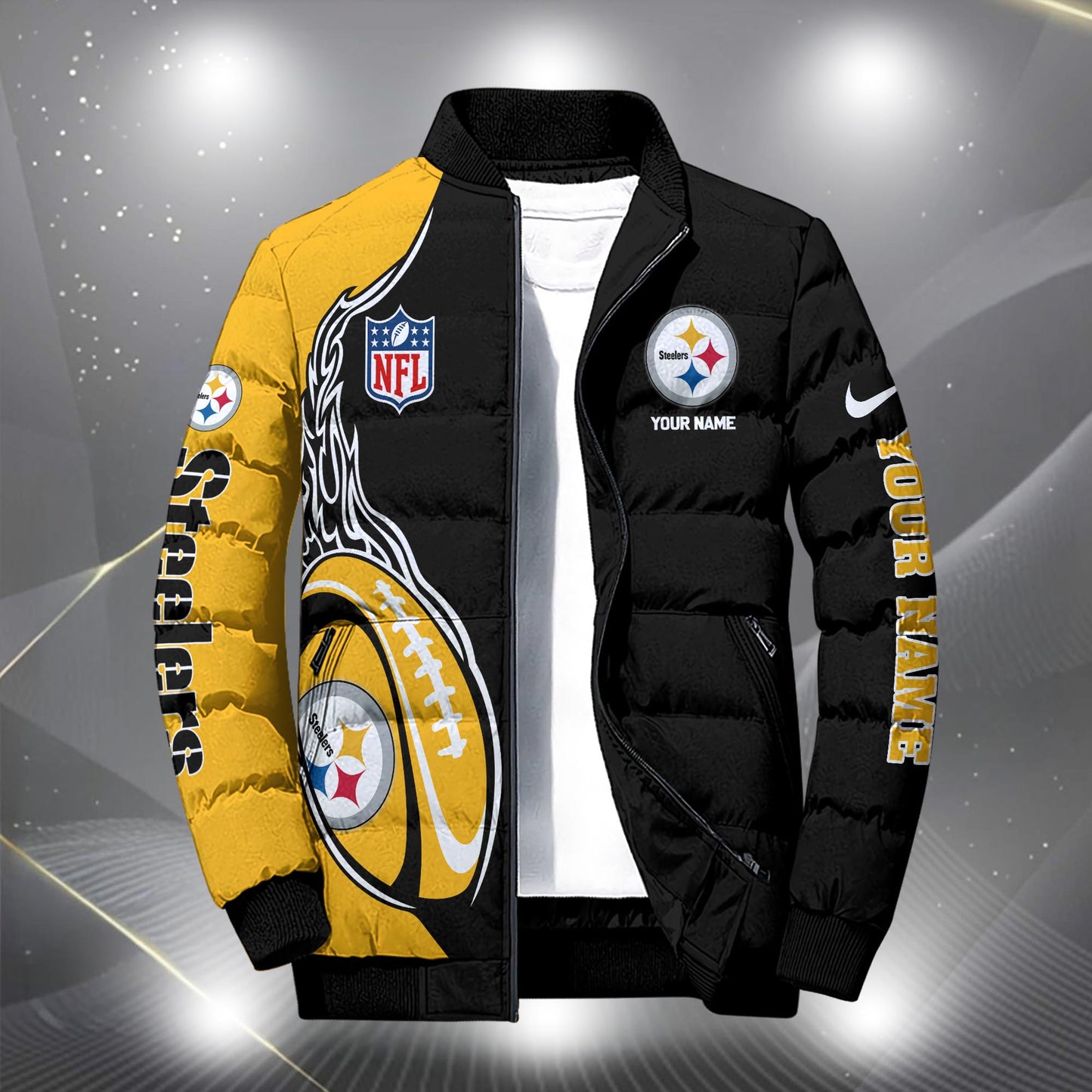 NFL x PIT Personalized Puffer Jacket HLP