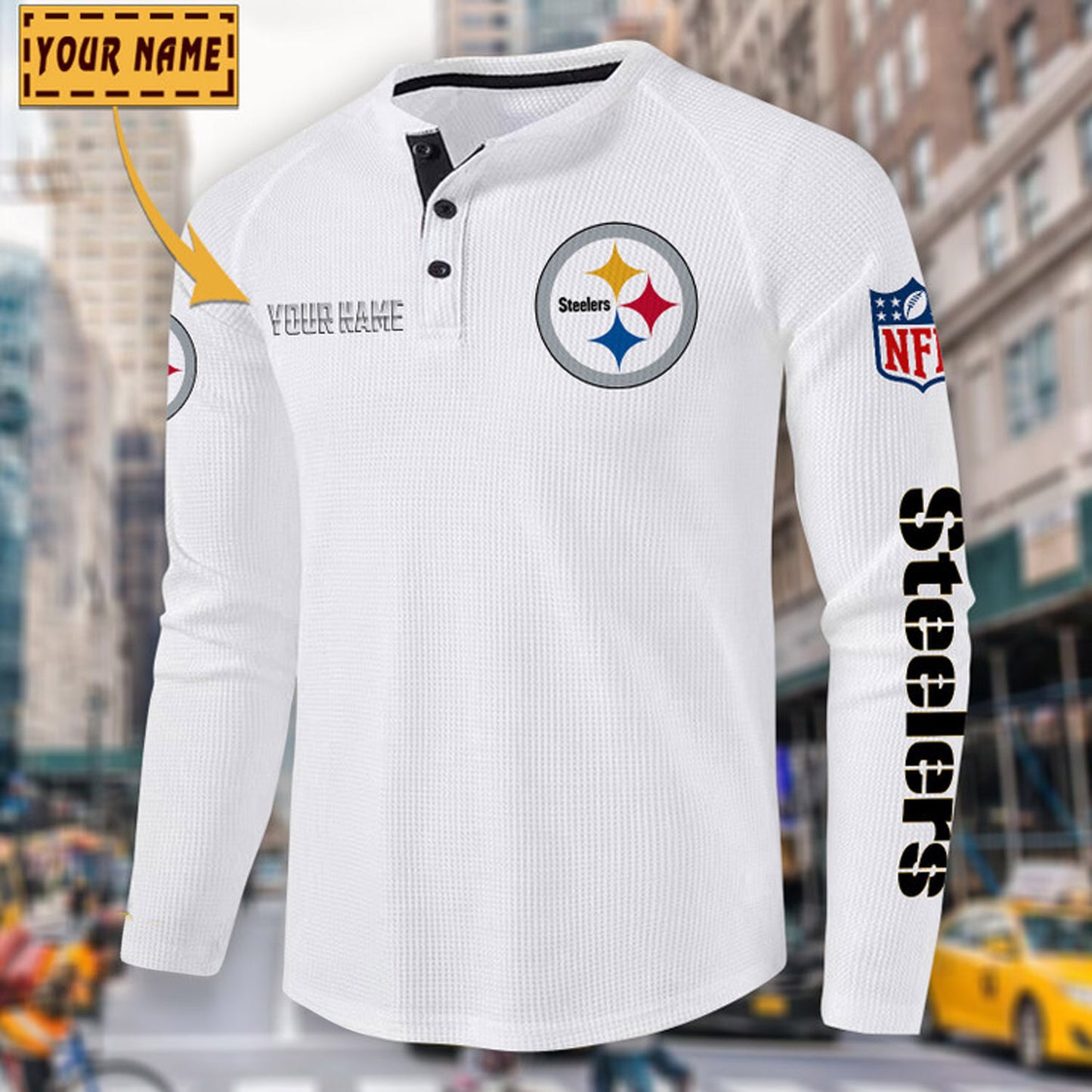 NFL x PIT Solid color long sleeve bottoming shirt henley shirt V1 NAK NHM