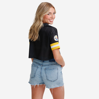 NFL x PIT Womens Gameday Custom Number Mesh Crop Top HLP