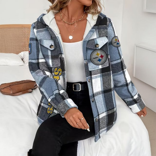 NFL x PS Women Casual Plaid Hooded Jacket V1 NAK NHM