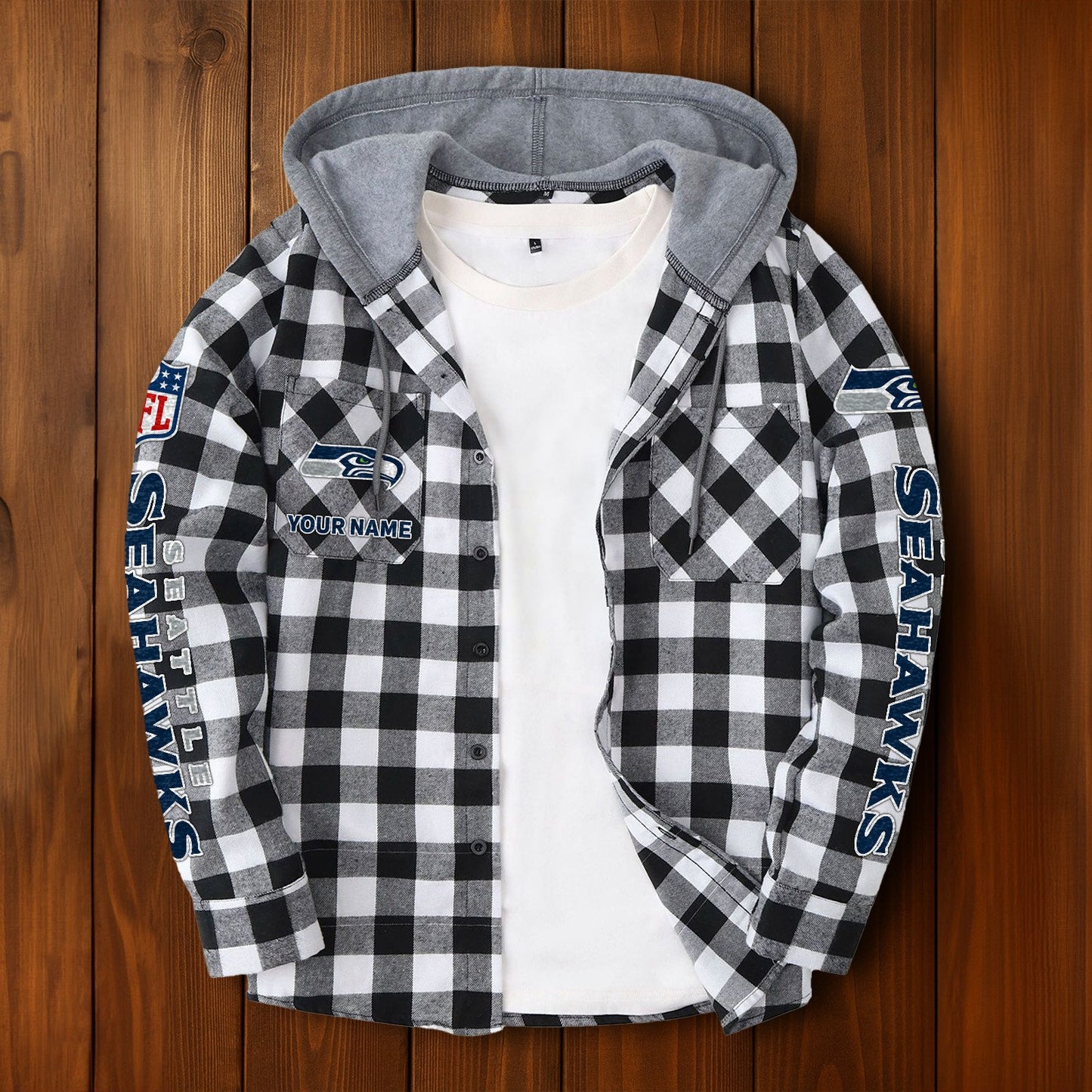 NFL x SEA Personalized Flannel Hoodie Shirts HLP