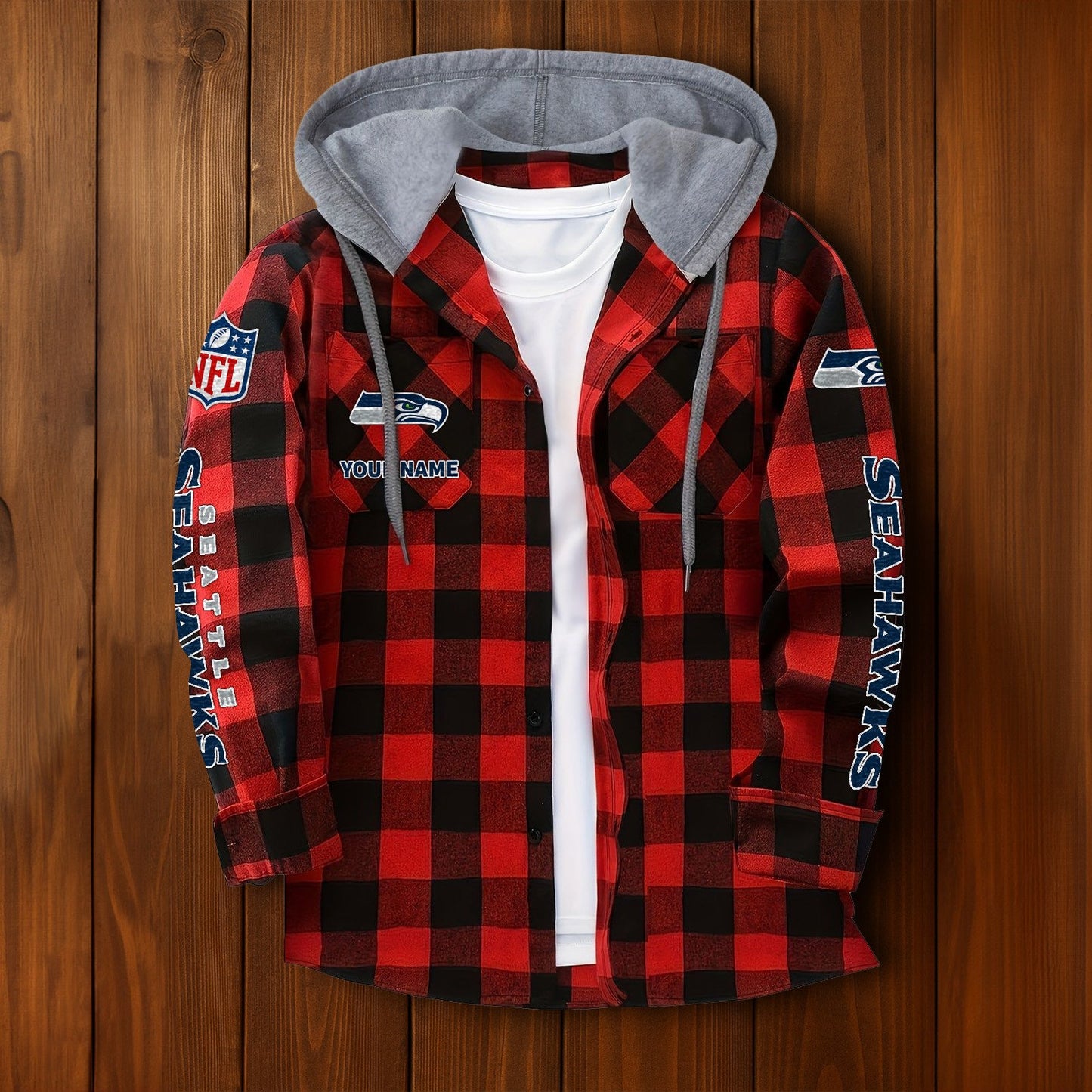 NFL x SEA Personalized Flannel Hoodie Shirts HLP