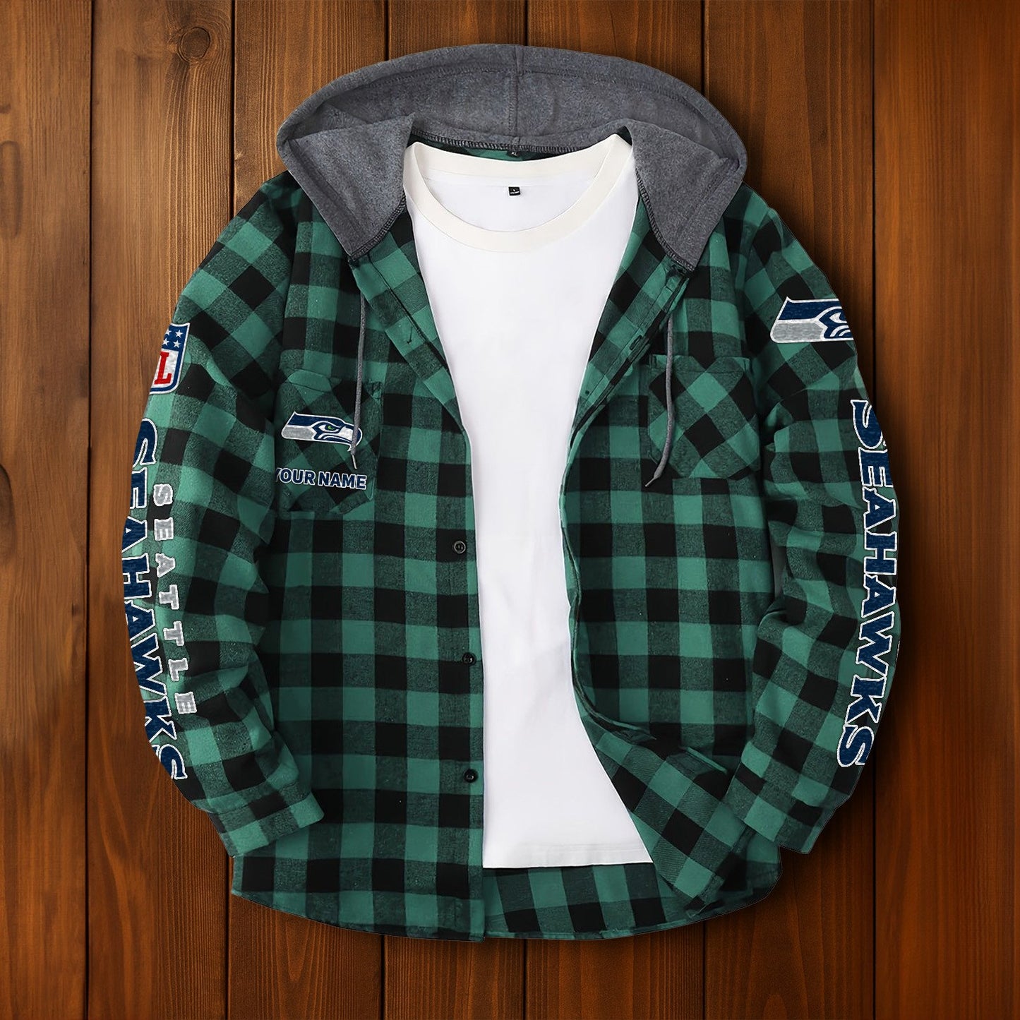 NFL x SEA Personalized Flannel Hoodie Shirts HLP