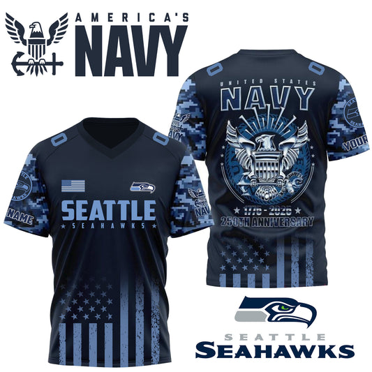 NFL x SEA U.S Navy 250th Celebration Premium-V-neck Short Sleeve Jersey HLP 271025