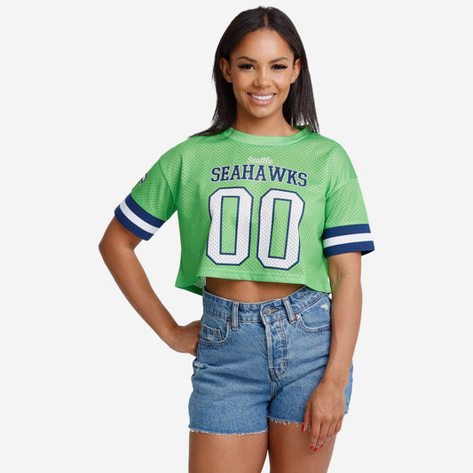 NFL x SEA Womens Gameday Custom Number Mesh Crop Top HLP
