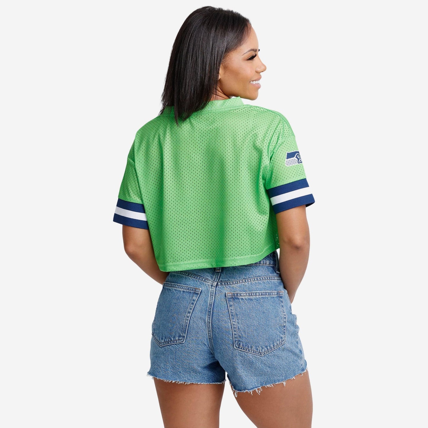 NFL x SEA Womens Gameday Custom Number Mesh Crop Top HLP