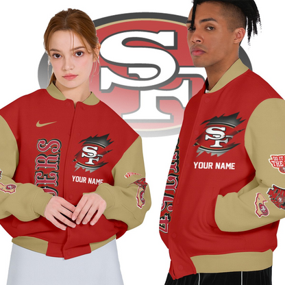 NFL x SF Personalized Custom Baseball Jacket V1 NAK