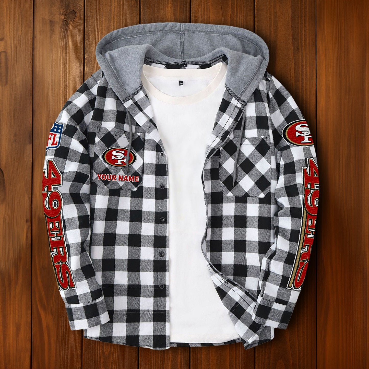 NFL x SF Personalized Flannel Hoodie Shirts HLP
