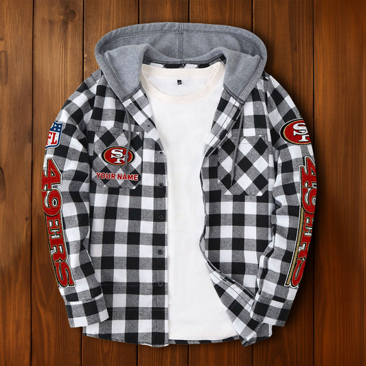 NFL x SF Personalized Flannel Hoodie Shirts HLP