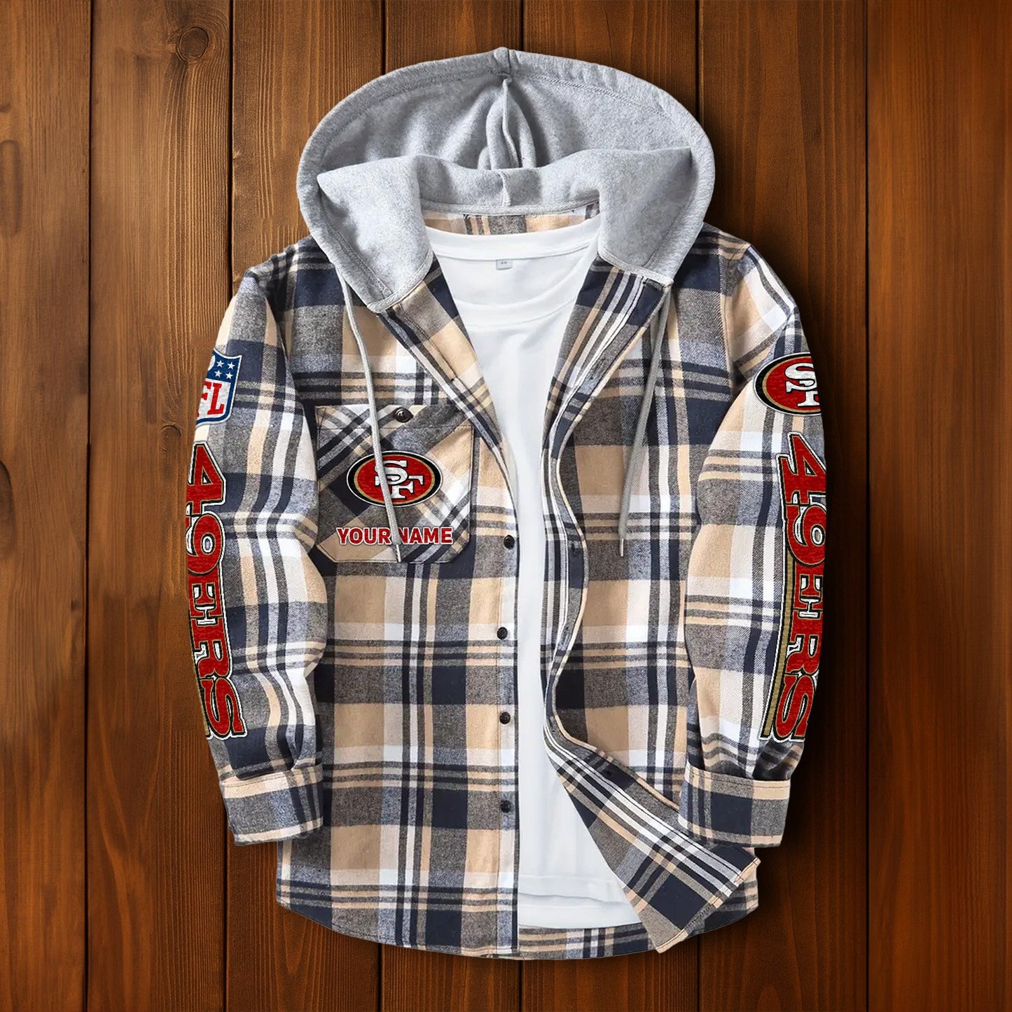 NFL x SF Personalized Flannel Hoodie Shirts HLP