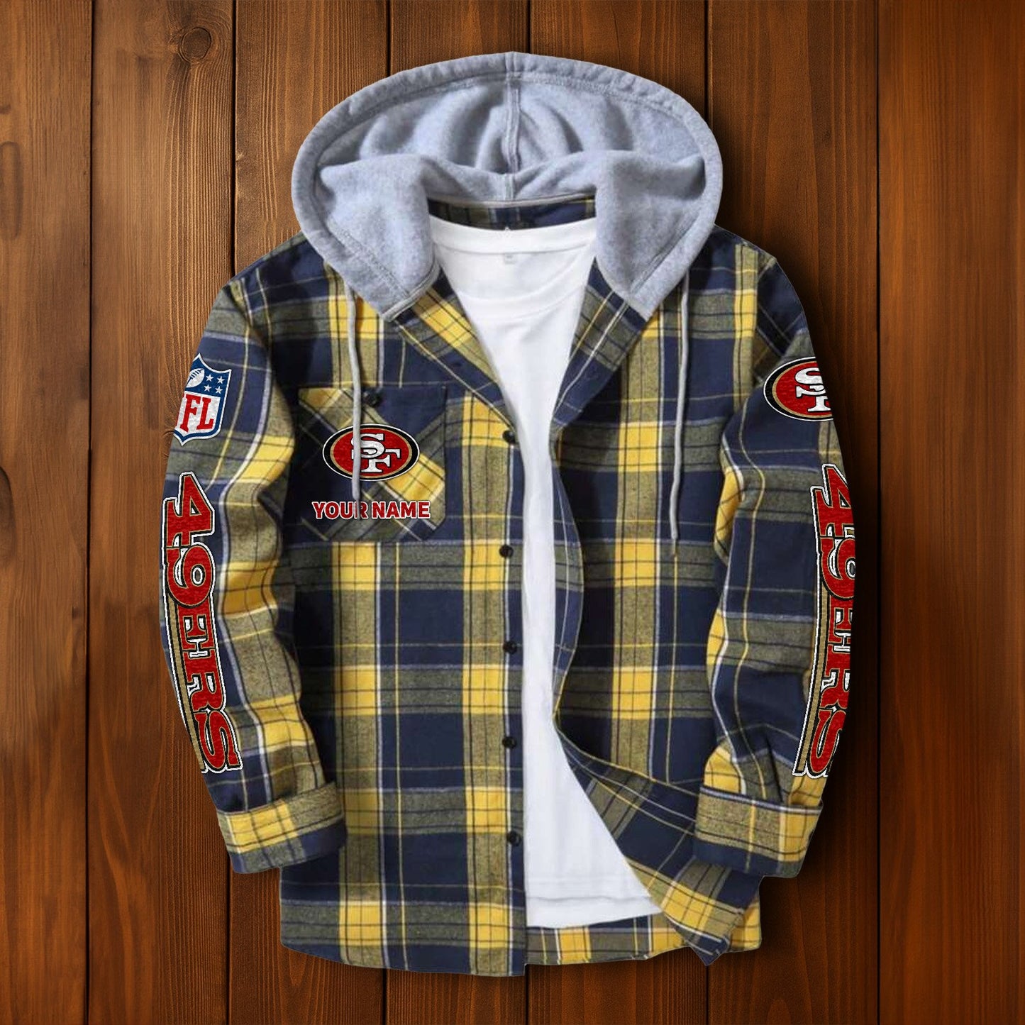 NFL x SF Personalized Flannel Hoodie Shirts HLP