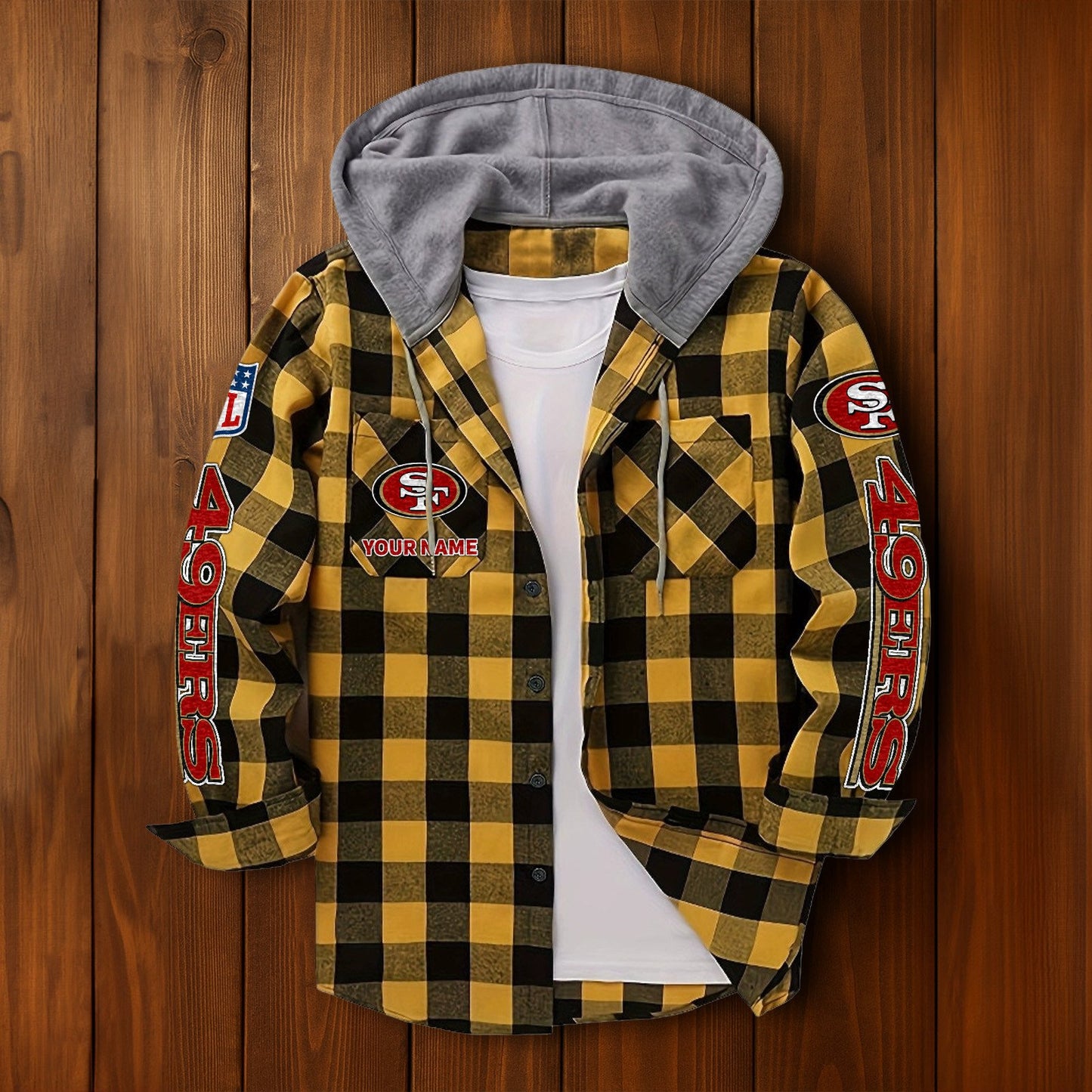 NFL x SF Personalized Flannel Hoodie Shirts HLP