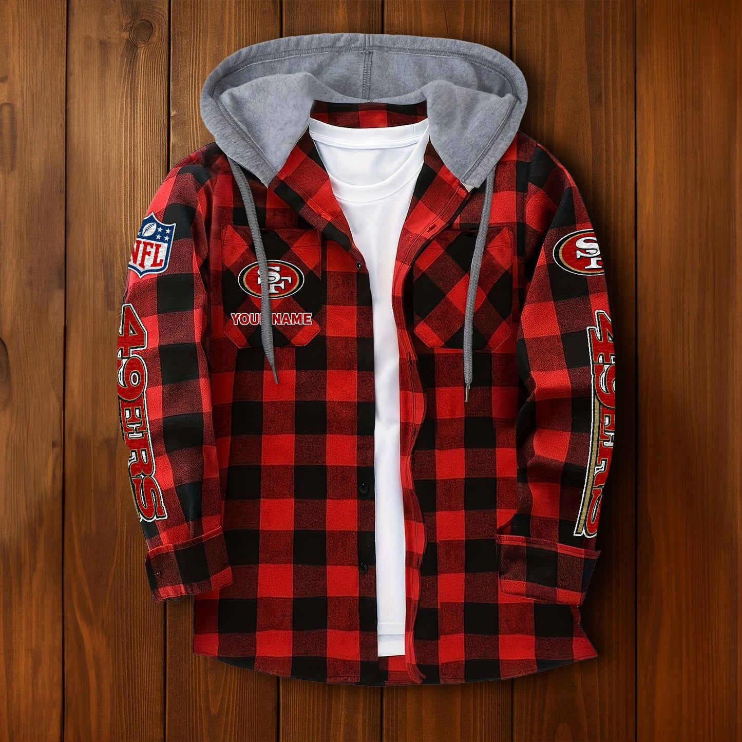 NFL x SF Personalized Flannel Hoodie Shirts HLP