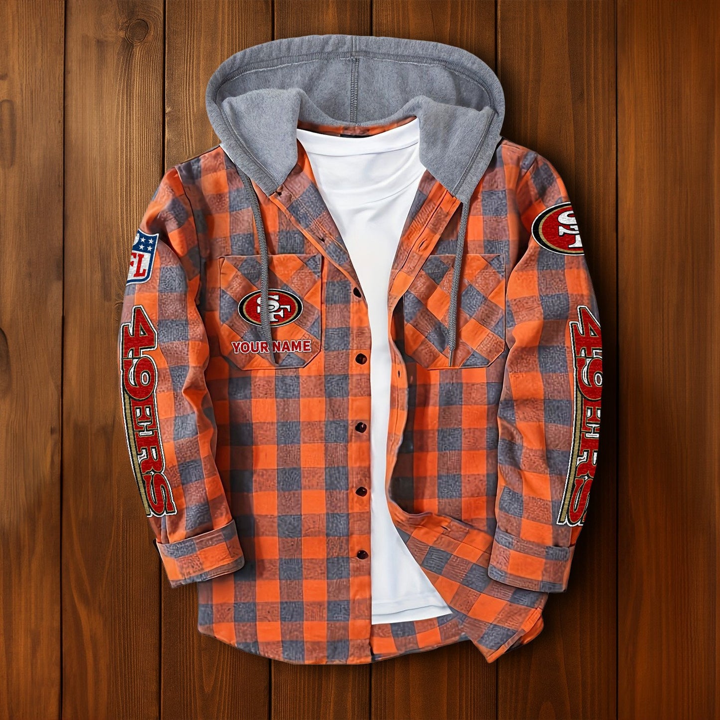 NFL x SF Personalized Flannel Hoodie Shirts HLP