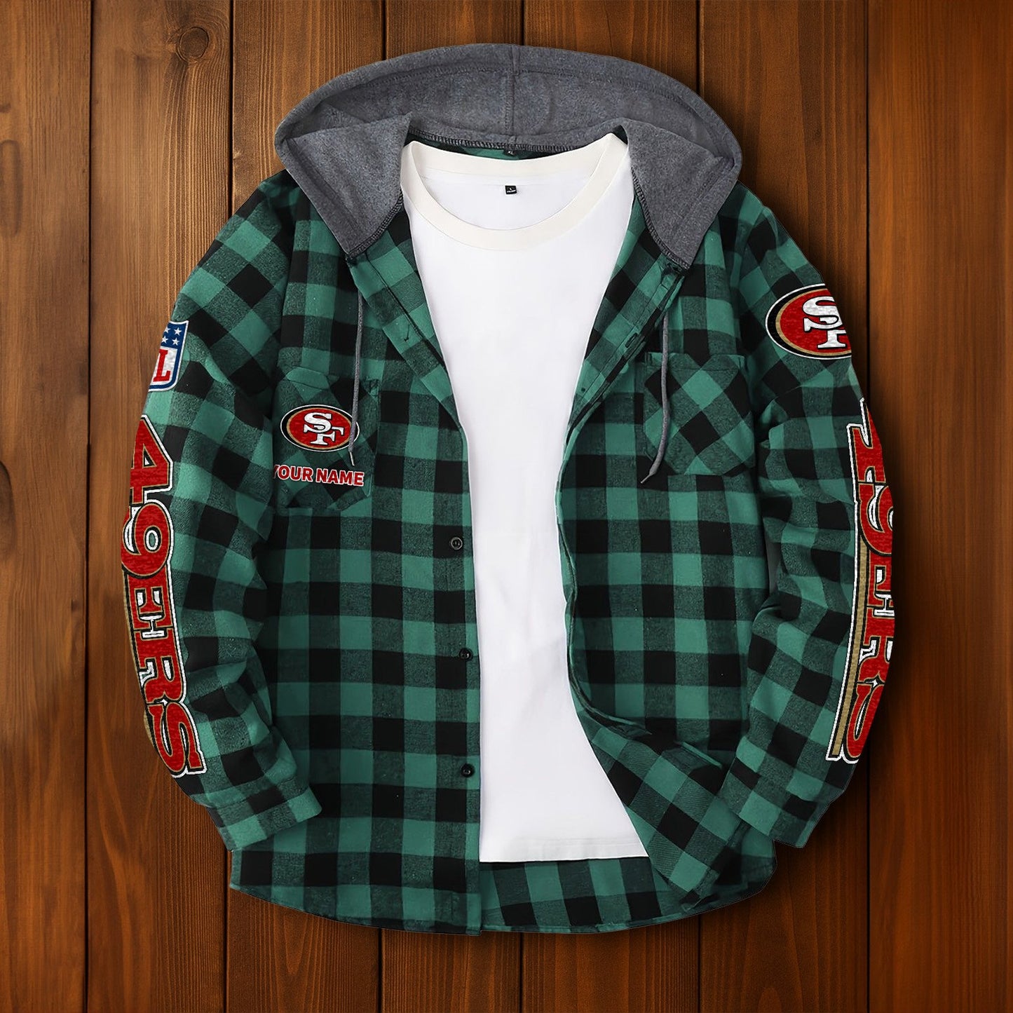NFL x SF Personalized Flannel Hoodie Shirts HLP