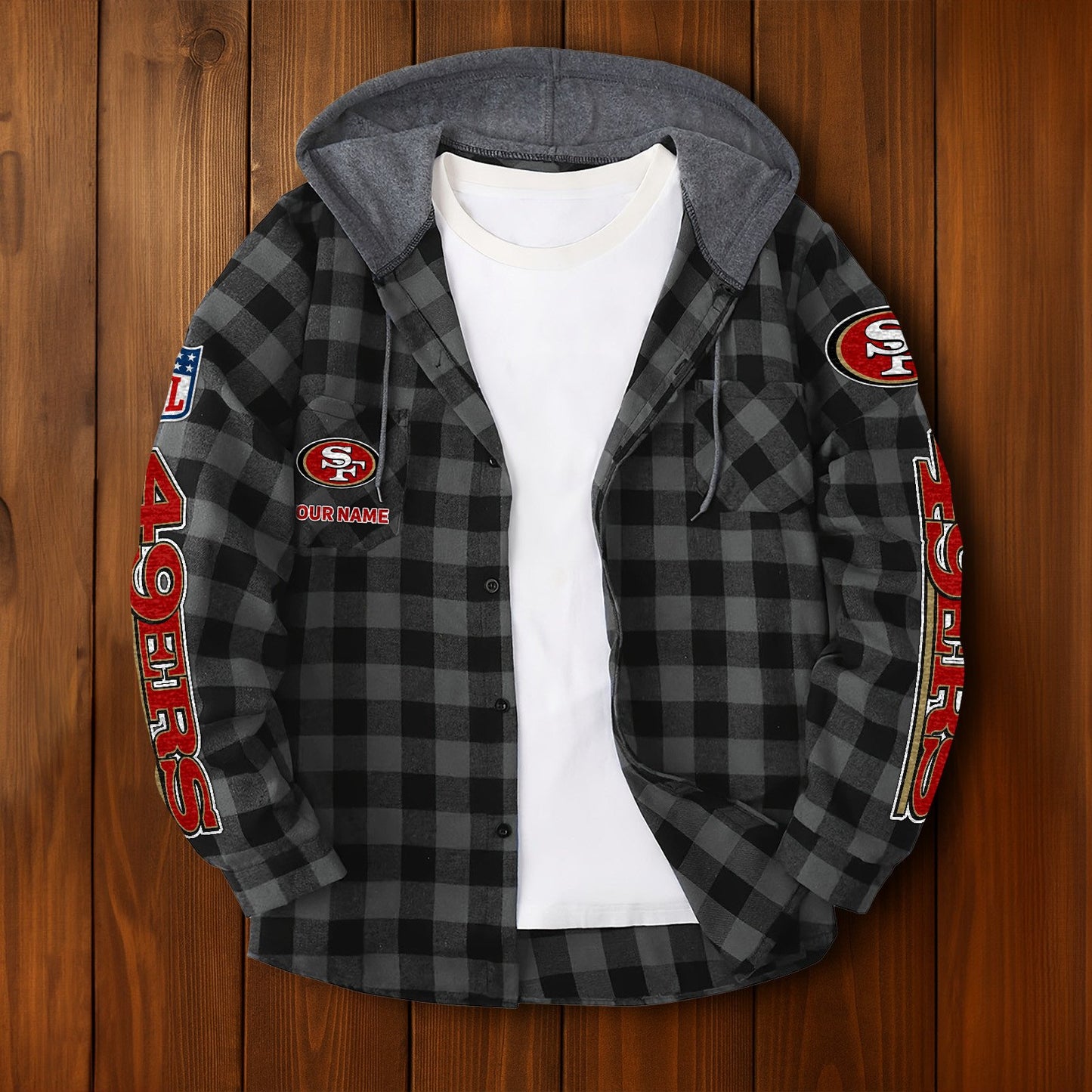 NFL x SF Personalized Flannel Hoodie Shirts HLP
