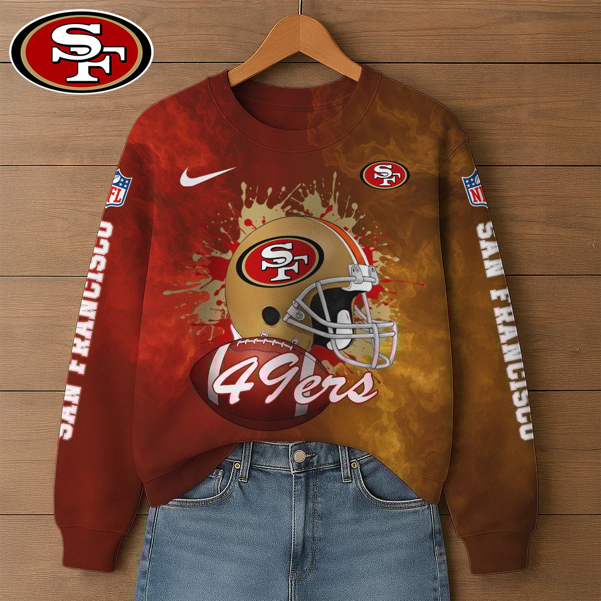 NFL x SF Premium 3D Printed Long Sleeve Sweatshirt HLP 271025