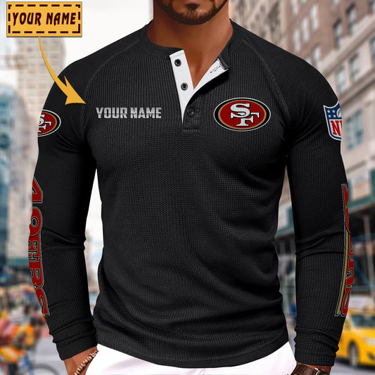 NFL x SF Solid color long sleeve bottoming shirt henley shirt V1 NAK NHM
