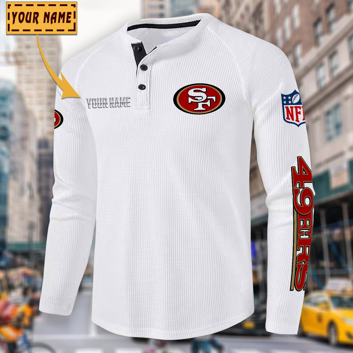 NFL x SF Solid color long sleeve bottoming shirt henley shirt V1 NAK NHM