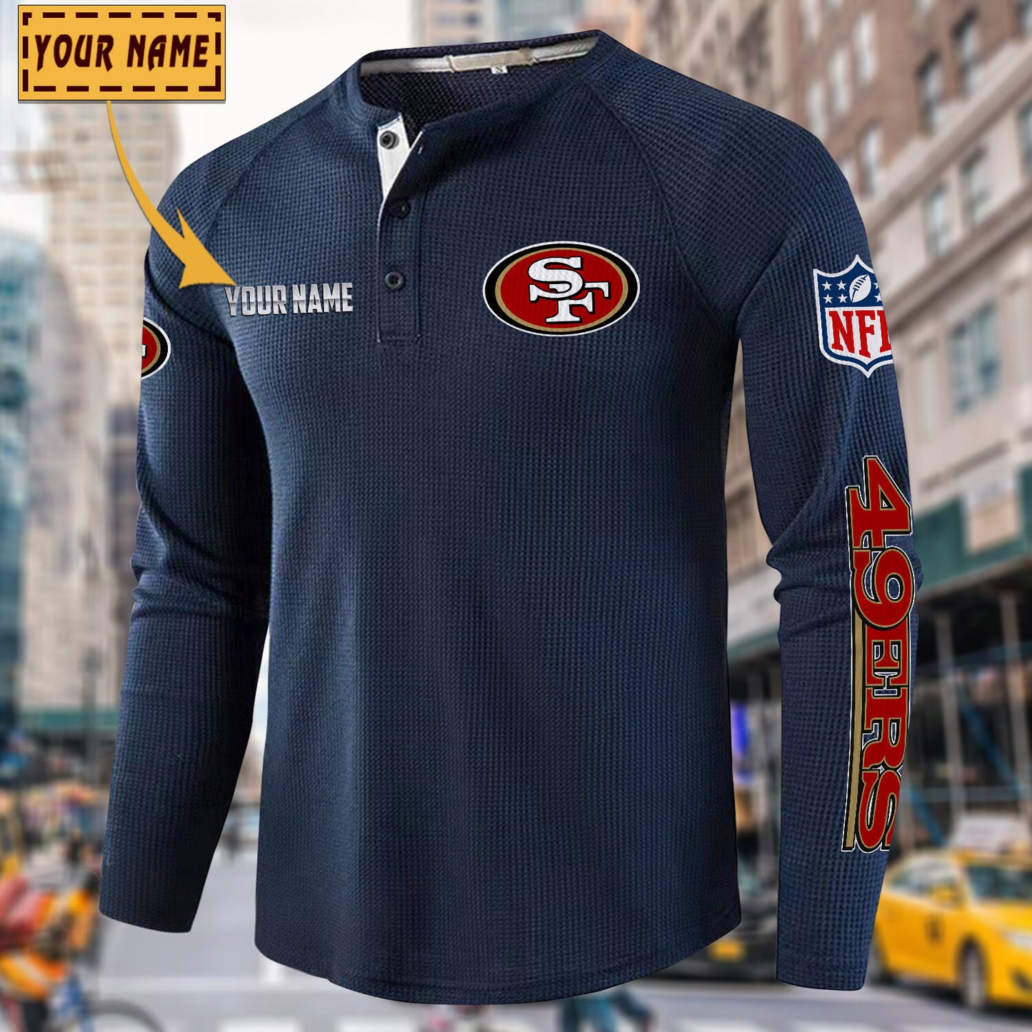 NFL x SF Solid color long sleeve bottoming shirt henley shirt V1 NAK NHM