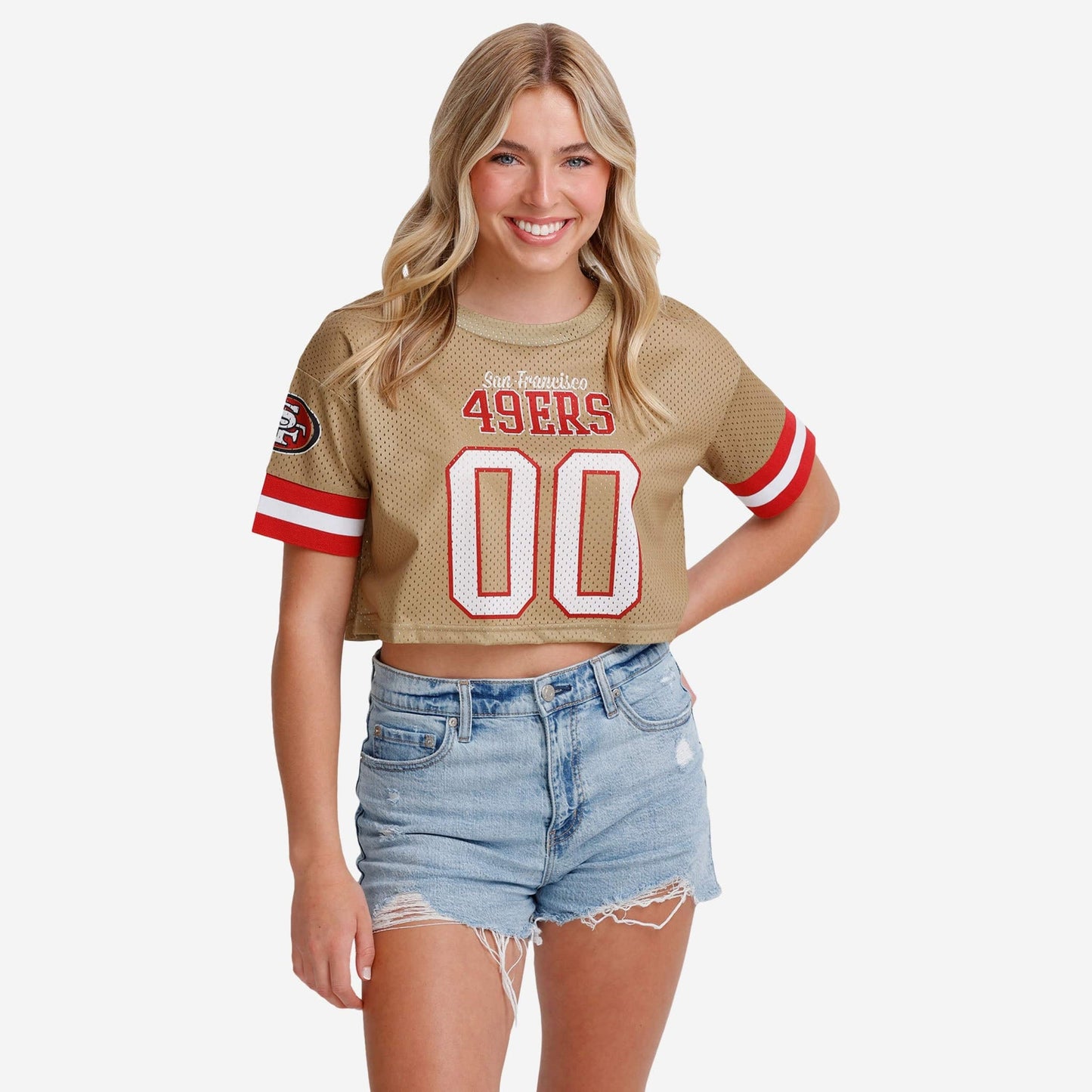 NFL x SF Womens Gameday Custom Number Mesh Crop Top HLP