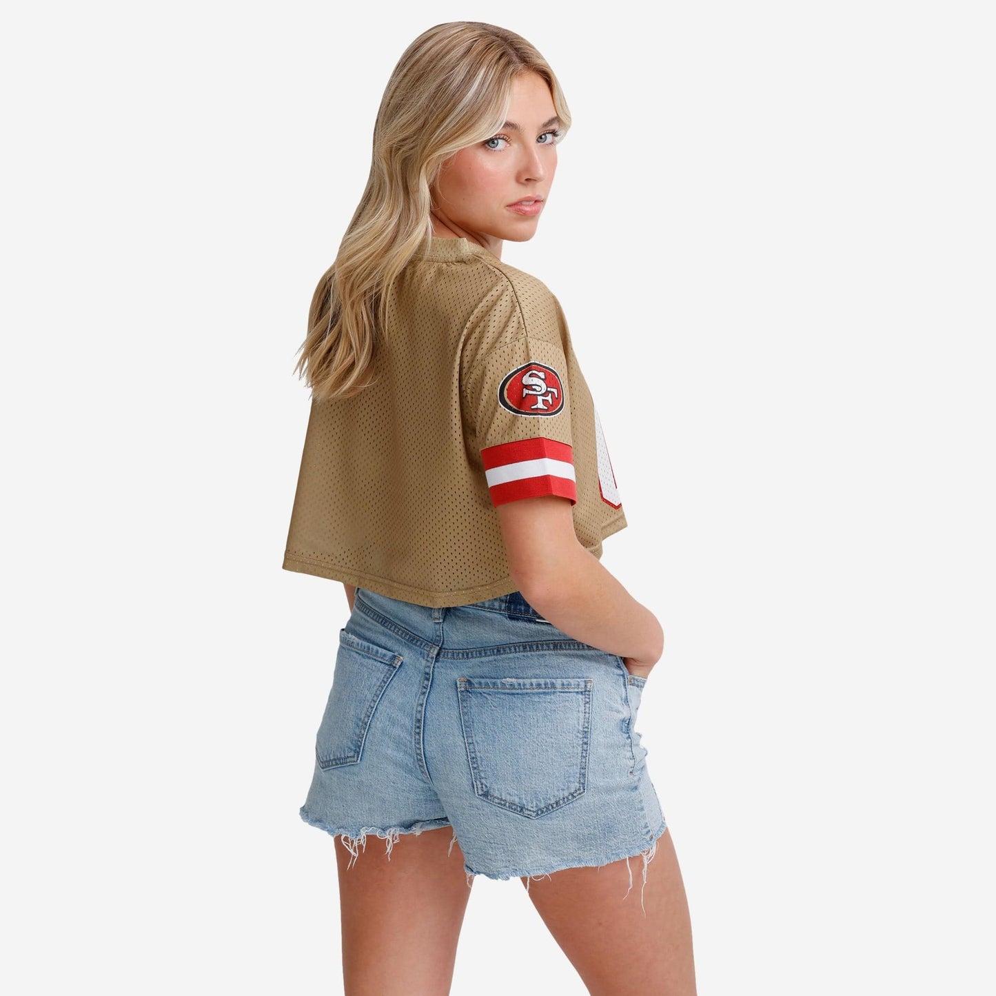 NFL x SF Womens Gameday Custom Number Mesh Crop Top HLP