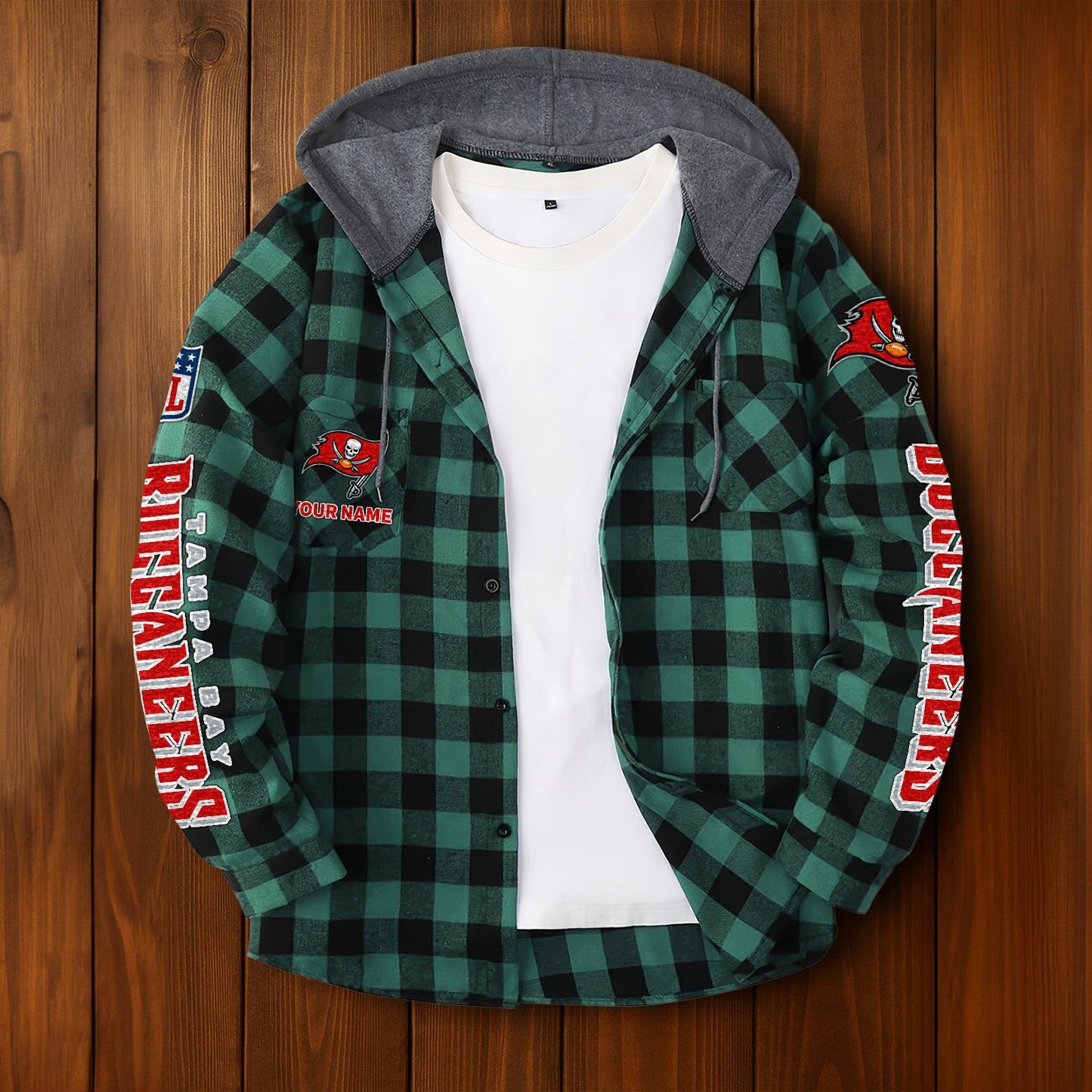 NFL x TB Personalized Flannel Hoodie Shirts HLP