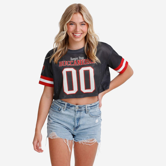 NFL x TB Womens Gameday Custom Number Mesh Crop Top HLP