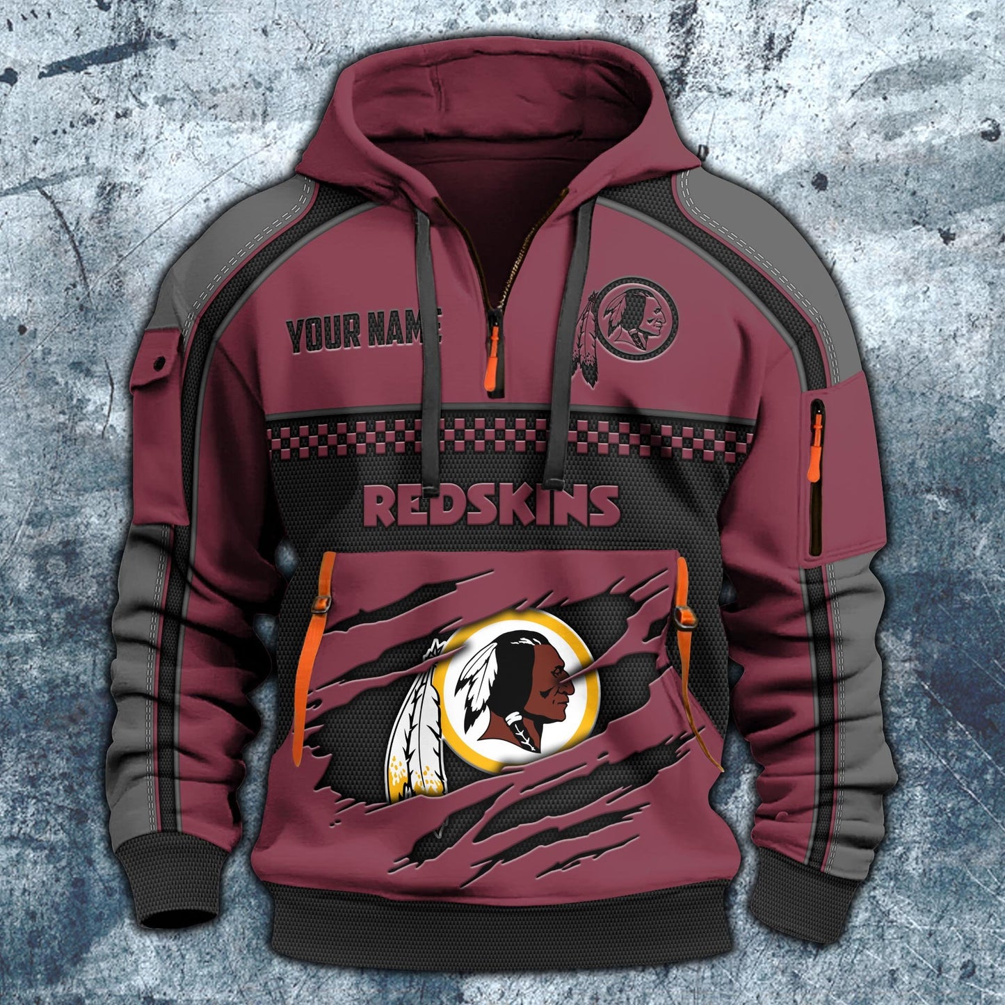 NFL x WAS RED Personalized Half-zip Hoodie HLP HLPHUONG