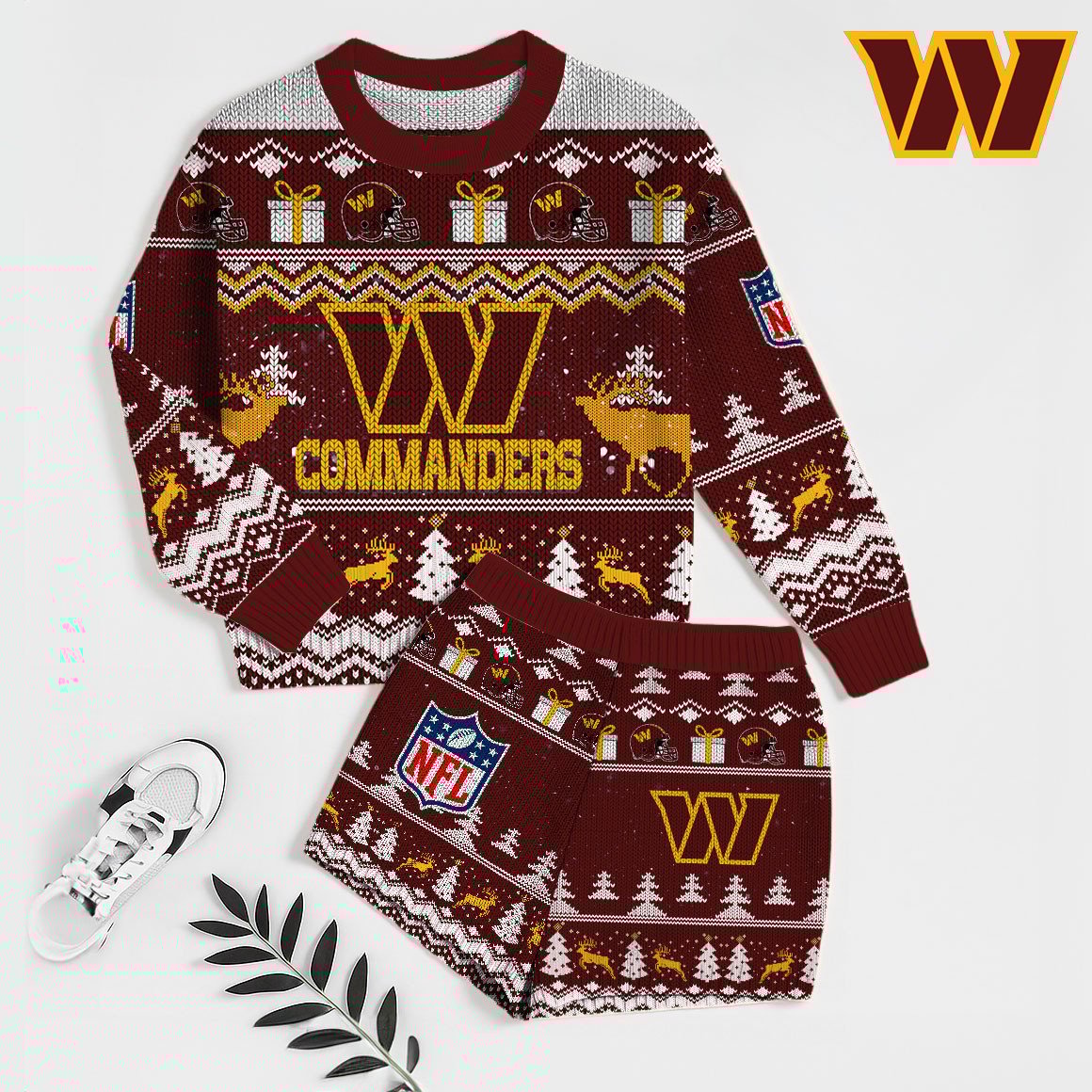 NFL x WAS Touchdown Holiday Sweatshirt & Shorts Set HLP 251025