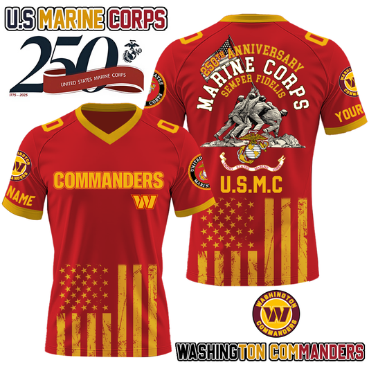 NFL x WAS U.S Marine Corps 250th Anniversary Premium-V-neck Short Sleeve Jersey HLP 271025