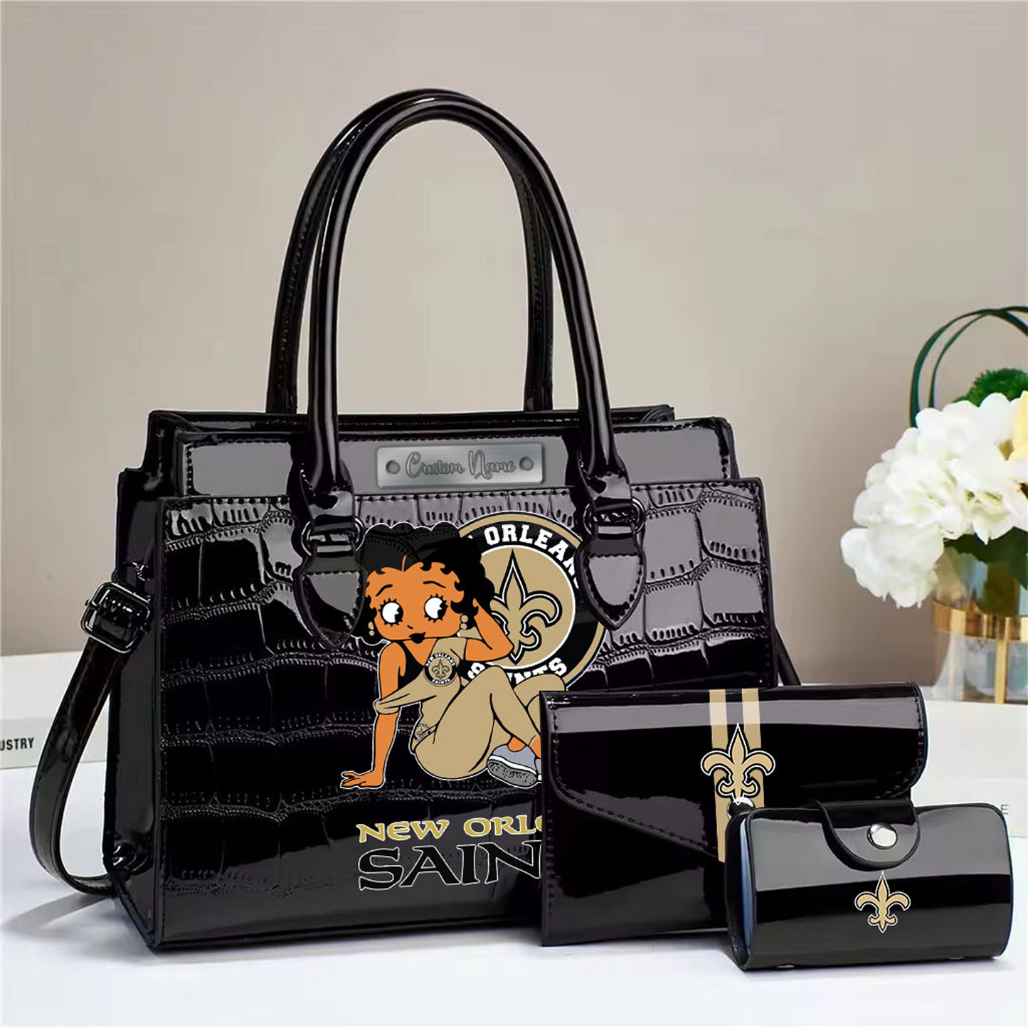 NO Embossed three-piece handbag set DatND DVT