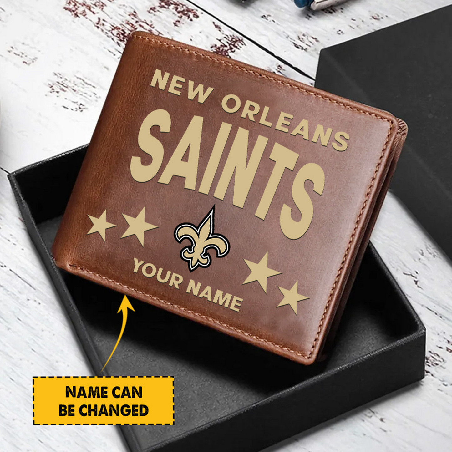 NO Football Leather Man Black Brown Wallet Personalized Any Name DATND TANTD
